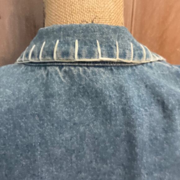 Vintage Carole Little Embroidered 90s Denim Jacket blazer embellished chambray - Picture 6 of 15